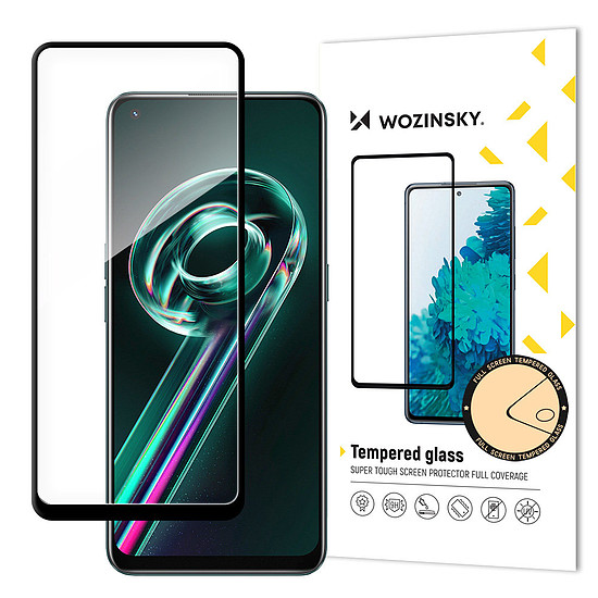 Wozinsky szuper strapabíró teljes ragasztós edzett üveg teljes képernyő kerettel, házbarát realme 9 pro + (9 pro plus) fekete