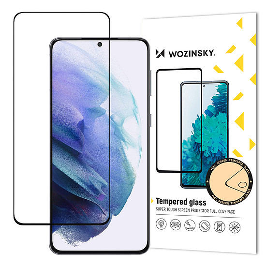 Wozinsky Tempered Glass Full Glue Super Tough képernyővédő fólia, teljesen fedett kerettel, tokkal barát Samsung Galaxy S21 5G fekete