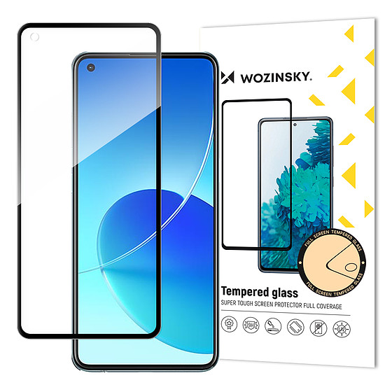 Wozinsky Tempered Glass Full Glue Super Tough képernyővédő fólia, teljesen fedett kerettel, tokkal barát Oppo Reno6 4G fekete