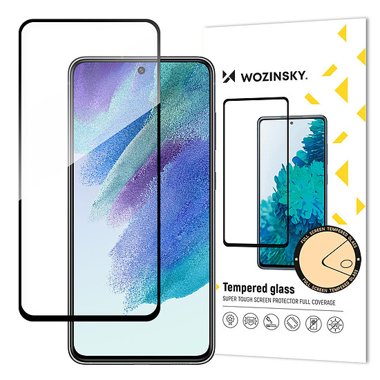 Wozinsky Tempered Glass Full Glue Super Tough képernyővédő fólia, teljesen fedett kerettel, tokkal barát Samsung Galaxy S21 FE fekete