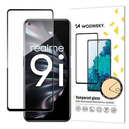 Wozinsky Tempered Glass Full Glue Super Tough képernyővédő fólia, teljesen fedett kerettel, tokkal barát Oppo A76 / Oppo A36 / Realme 9i fekete