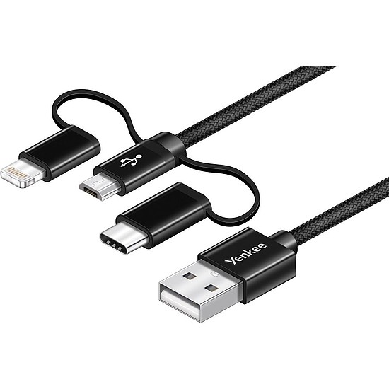 YENKEE YCU 400 BK kábel USB / 3in1 / 1m