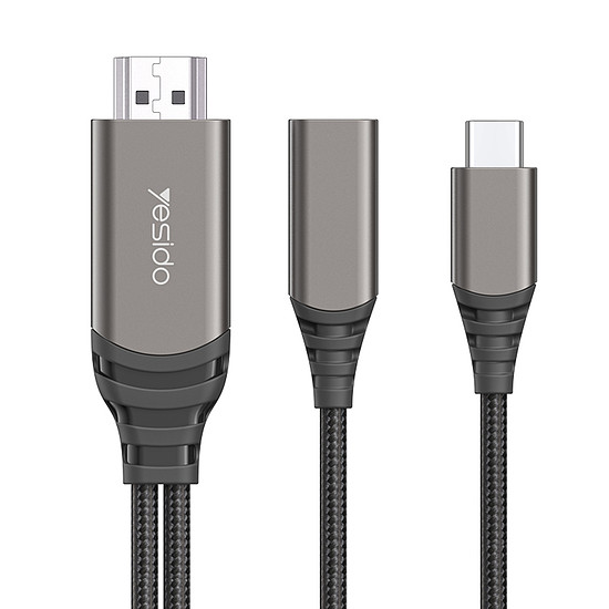 Yesido - Videokábel adapter (HM07) - Type-C HDMI, Type-C, 4K 60Hz, 2m - Fekete (KF237177)