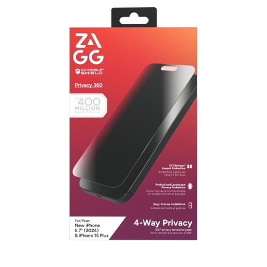 ZAGG InvisibleShield Glass Elite Privacy 360 iPhone 15 Plus / 16 Plus készülékekhez