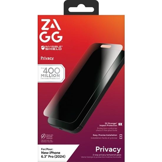 ZAGG InvisibleShield Glass Elite Privacy iPhone 16 Pro készülékhez