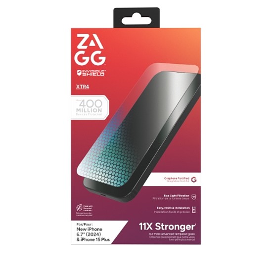 ZAGG InvisibleShield Glass XTR4 grafén védőüveg kék fényszűrővel iPhone 15 Plus / 16 Plus készülékekhez