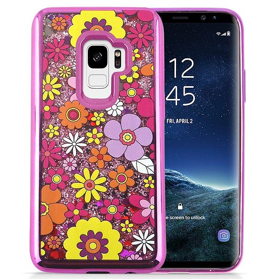 Zizo Liquid Glitter Star tok Samsung Galaxy S9-hez multiflowers (1GLST2-SAMGS9-MTFL)