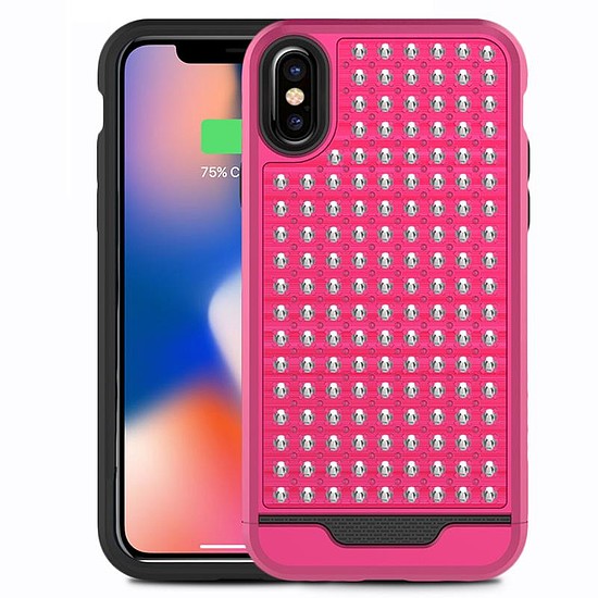 Zizo Star Diamond hibrid borító iPhone X-hez rózsaszín/fekete (DLST-IPHX-PKBK)