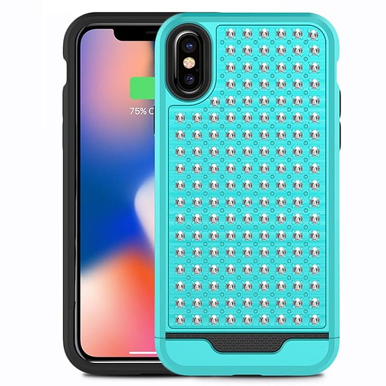 Zizo Star Diamond hibrid burkolat iPhone X-hez kéke/fekete (DLST-IPHX-TLBK)