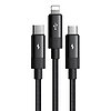 3 az 1-ben USB-USB-C / Lightning / Micro USB kábel, Mcdodo CA-5790, 3,5 A, 1,2 m fekete