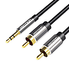 3,5 mm-es dugasz-2x RCA dugó audiokábel 1,5 m-es Vention BCFBG fekete