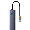 4 az 1-ben Hub Baseus UltraJoy USB-A - USB 3.0 + RJ45 szürke (B0005280A813-01)