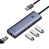 4 az 1-ben Hub Baseus UltraJoy USB-A - USB 3.0 + RJ45 szürke (B0005280A813-01)