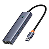 4 az 1-ben Hub Baseus UltraJoy USB-A - USB 3.0 + RJ45 szürke (B0005280A813-01)