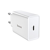 Baseus speed mini gyorstöltő, USB + USB-C, PD, 3A, 20 W, fehér (CCFS-SN02)