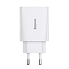 Baseus speed mini gyorstöltő, USB + USB-C, PD, 3A, 20 W, fehér (CCFS-SN02)