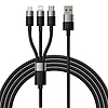 Baseus StarSpeed 3 az 1-ben töltőkábel USB - USB-C + Micro + Lightning 3,5A, 1,2m, fekete (CAXS000001)