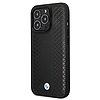 BMW Leather Diamond Pattern tok iPhone 14 Pro-hoz - fekete