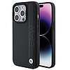 BMW Leather Textured & Stripe tok iPhone 15 Pro telefonhoz - fekete