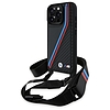 BMW M Edition Carbon Tricolor Lines & Strap tok iPhone 16 Pro készülékhez - fekete