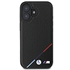 BMW M perforált Tricolor Line MagSafe iPhone 16 tok - fekete