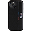 BMW Perforated Tricolor Line tok iPhone 15 Plus / 14 Plus telefonhoz - fekete