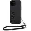 BMW Signature Leather Wordmark Cord tok iPhone 15 Plus / 14 Plus telefonhoz - fekete