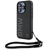 BMW Signature Leather Wordmark Cord tok iPhone 15 Pro-hoz - fekete