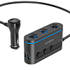 Choetech TC0021 autós töltő 2x USB-C PD 1x USB-A QC 3x szivargyújtó aljzat - fekete