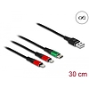 Delock 30 cm hosszú, USB töltő kábel 3 az 1 A-típusú apa 2 x Lightning -, es USB Type-C csatlakozáshoz (87881)