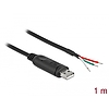 Delock Adapter cable USB 2.0 Type-A to Serial RS-232 with 3 open wires 1 m (62930)