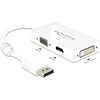 Delock Adapter Displayport 1.1-dugós csatlakozó > VGA / HDMI / DVI-csatlakozóhüvely passzív fehér (62655)