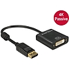 Delock Adapter Displayport 1.2-dugós csatlakozó > DVI-csatlakozóhüvely 4K passzív, fekete (62601)