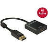 Delock Adapter Displayport 1.2-dugós csatlakozó > HDMI-csatlakozóhüvely 4K aktív, 20cm, fekete (62607)