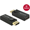 Delock Adapter Displayport 1.2-dugós csatlakozó > HDMI-csatlakozóhüvely 4K aktív, aranyozott, fekete (65573)