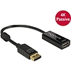 Delock Adapter Displayport 1.2-dugós csatlakozó > HDMI-csatlakozóhüvely 4K passzív, 20cm, fekete (62609)