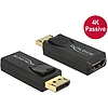 Delock Adapter Displayport 1.2-dugós csatlakozó > HDMI-csatlakozóhüvely 4K passzív, fekete (65571)