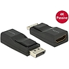 Delock Adapter Displayport 1.2-dugós csatlakozó > HDMI-csatlakozóhüvely 4K passzív, 3D, fekete (65685)