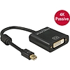 Delock Adapter mini Displayport 1.2-dugós csatlakozó > DVI-csatlakozóhüvely 4K passzív, fekete (62605)