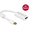 Delock Adapter mini Displayport 1.2-dugós csatlakozó > HDMI-csatlakozóhüvely 4K passzív, 20cm, fehér (62614)