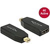 Delock Adapter mini Displayport 1.2-dugós csatlakozó > HDMI-csatlakozóhüvely 4K aktív, fekete (65581)