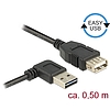 Delock Bővítő kábel EASY-USB 2.0-s A- típusú csatlakozódugó, ívelt bal / jobb > USB 2.0 A-típusú hüv (85177)