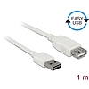 Delock Bővítő kábel EASY-USB 2.0-s A típusú csatlakozódugó > USB 2.0 A-típusú hüvely fehér 1 m (85199)