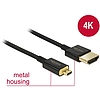 Delock Cable High Speed HDMI with Ethernet - HDMI-A male > HDMI Micro-D male 3D 4K 2 m Slim Premium (84783)