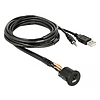 Delock Cable USB Type-A male + 3.5 mm 4 pin stereo jack male > female bulkhead USB Type-A female + 3 (85718)