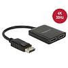 Delock Displayport 1.2-es elosztó 1 x Displayport-bemenet > 2 x HDMI-kimenet 4K 30 Hz (87720)