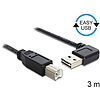 Delock EASY-USB 2.0 -A apa hajlított > USB 2.0-B apa kábel, 3 m (83376)