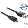 Delock EASY-USB 2.0 -A apa > USB 2.0 micro-B apa kábel, 1 m (83366)