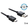 Delock EASY-USB 2.0 -A apa > USB 2.0 mini apa kábel, 5 m (83365)