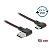 Delock EASY-USB 2.0 kábel A-típusú csatlakozódugó - USB Type-C csatlakozódugó, ívelt bal / jobb, 0, (85280)